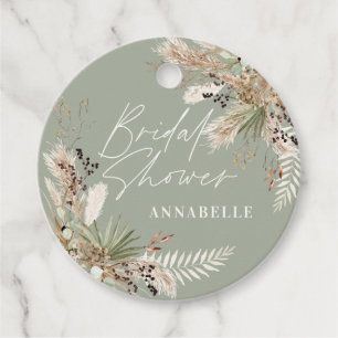 Bridal shower thankyou modern pampas sage green favor tags