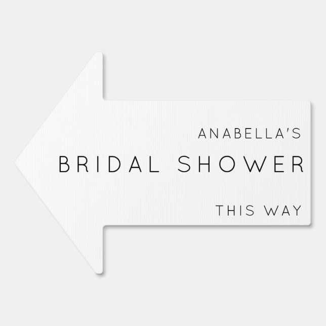 Bridal Shower This Way Arrow Minimalist Yard Sign (Front)