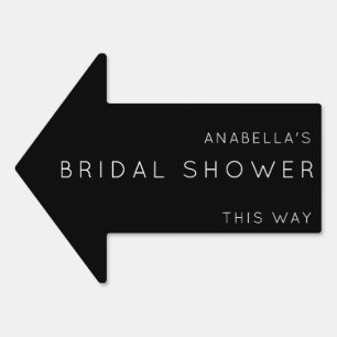 Bridal Shower This Way Black Arrow Minimal Yard Sign