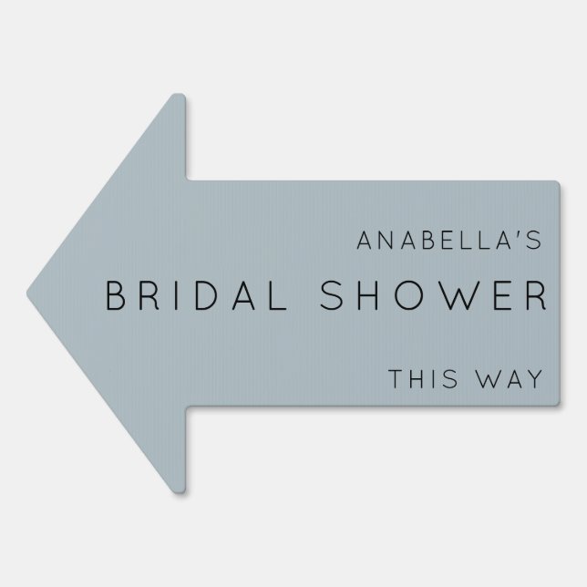 Bridal Shower This Way Dusty Blue Arrow Yard Sign (Front)