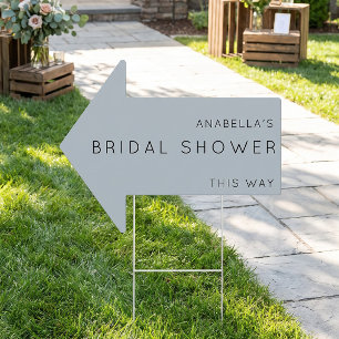 Bridal Shower This Way Dusty Blue Arrow Yard Sign