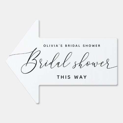 Bridal shower This way Elegant script arrow Sign