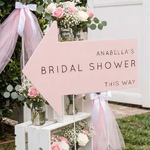 Bridal Shower This Way Light Pink Arrow Yard Sign