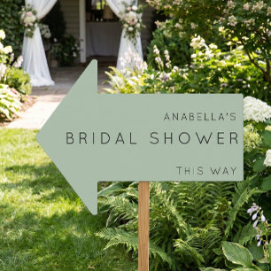 Bridal Shower This Way Sage Green Arrow Yard Sign