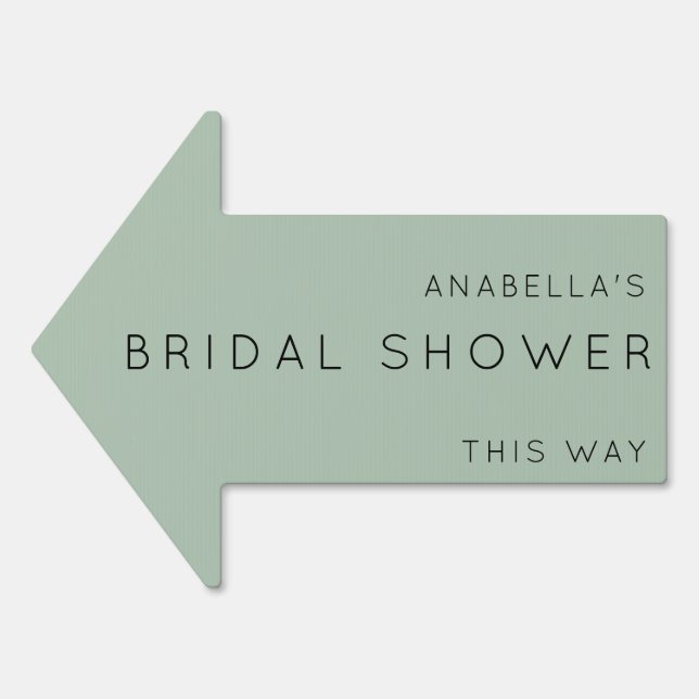 Bridal Shower This Way Sage Green Arrow Yard Sign (Front)