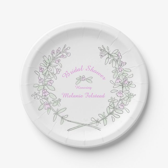 Bridal shower thyme art named paper plate (Front)