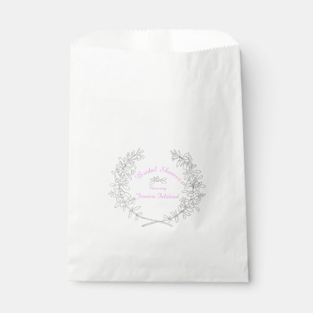 Bridal Shower thyme wreath favor bags (Front)