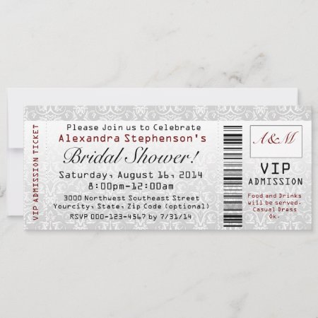 Bridal Shower Ticket Invitations