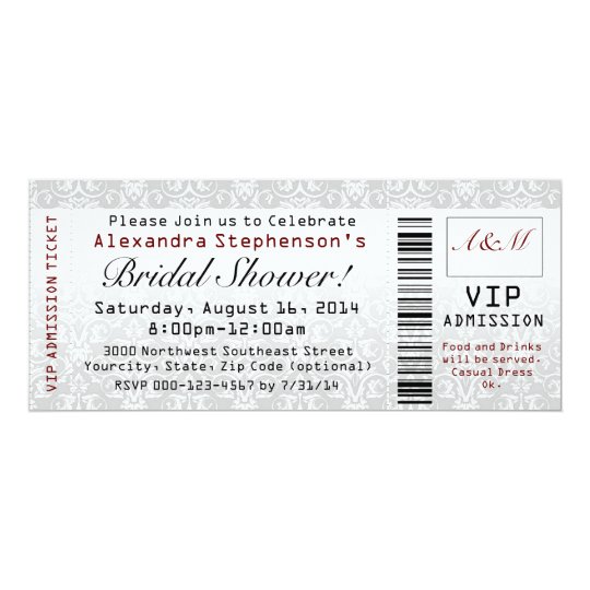Bridal Shower Ticket Invitations
