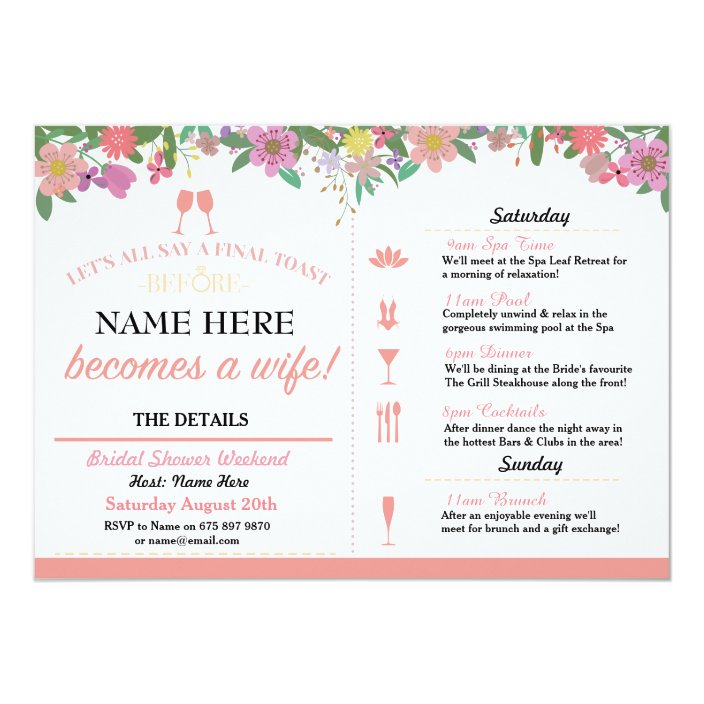 bridal shower toast floral coral pink invite r678616f7b3b04f8b8ea022b85e262573 zkrqs 704
