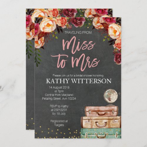 Bridal Shower Travel Invitation