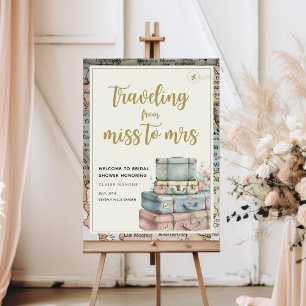 Bridal Shower Traveling from Miss to Mrs Welcome Foam Board