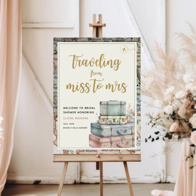 Bridal Shower Traveling from Miss to Mrs Welcome Foam Board (Creator Uploaded)