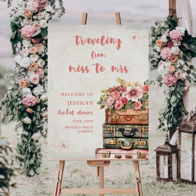 Bridal Shower Traveling from Miss to Mrs Welcome Foam Board (Creator Uploaded)