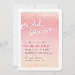 BRIDAL SHOWER trendy ombre watercolor sunset coral Invitation