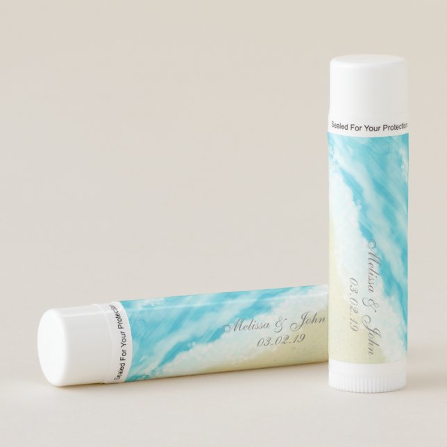 Bridal Shower Tropical Beach Sand Ocean Wedding Lip Balm (Front)