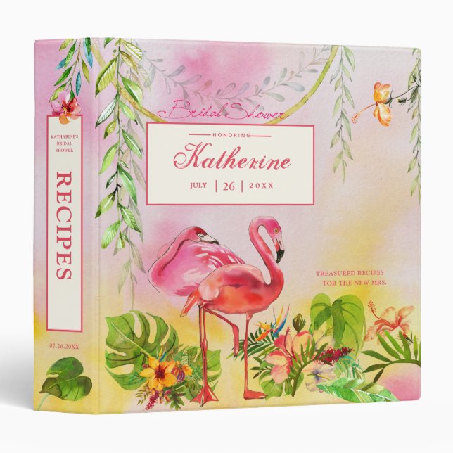 Bridal Shower Tropical Cookbook 3 Ring Binder (Front/Spine)