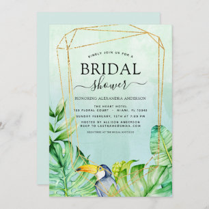 Bridal Shower Tropical Palm Watercolor Geometric Invitation