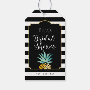Bridal Shower Tropical Pineapple Modern Stripes Gift Tags