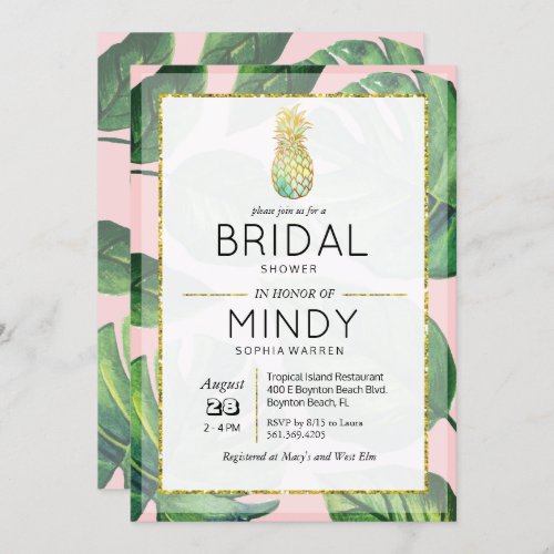 Bridal Shower Tropical Pineapple Palm Invitation