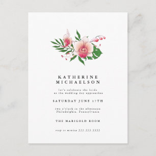BRIDAL SHOWER   Tropical Pink Orchid Floral Postcard