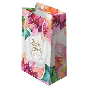 Bridal Shower Tropical Watercolor Thank You Small Gift Bag