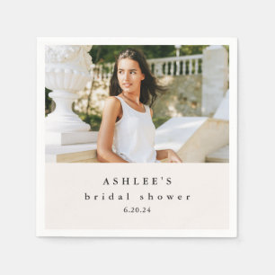 Bridal Shower Typography Photo Taupe Napkins