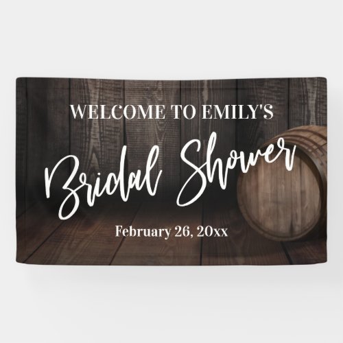 Bridal Shower Typography Rustic Wood Barrel Banner
