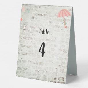 Bridal Shower Umbrella Brick Custom Table Number Tent