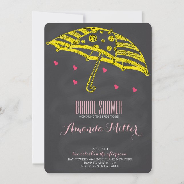Bridal Shower Umbrella Chalkboard Invitations (Front)