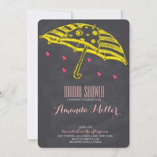 Bridal Shower Umbrella Chalkboard Invitations