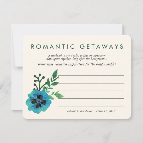 Bridal Shower Vacation Ideas Card  Blue Floral