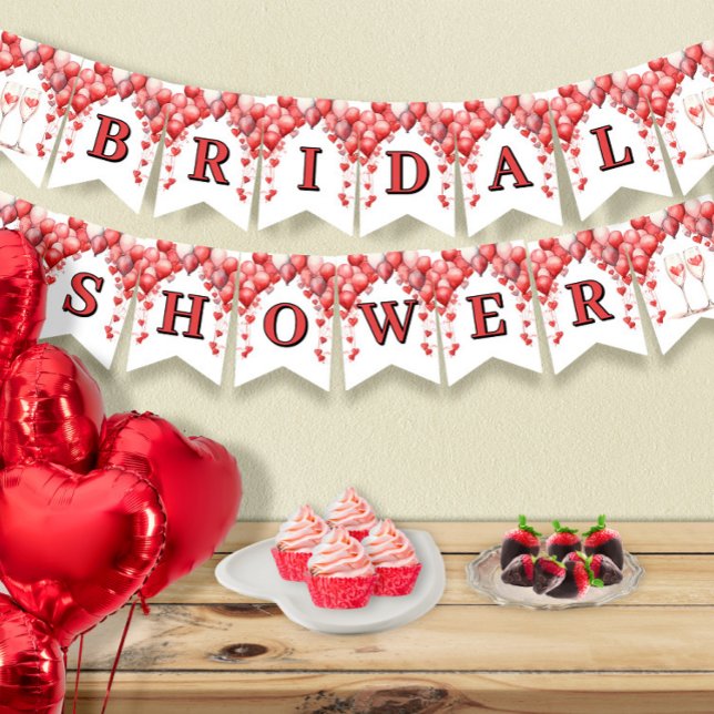 Bridal Shower Valentine Hearts Cheers to Love Bunting Flags (Creator Uploaded)