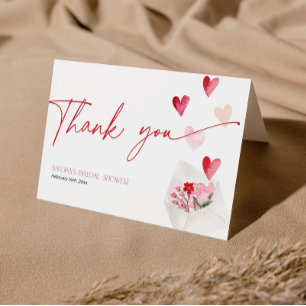 Bridal Shower Valentines Day Hearts Thank You Card