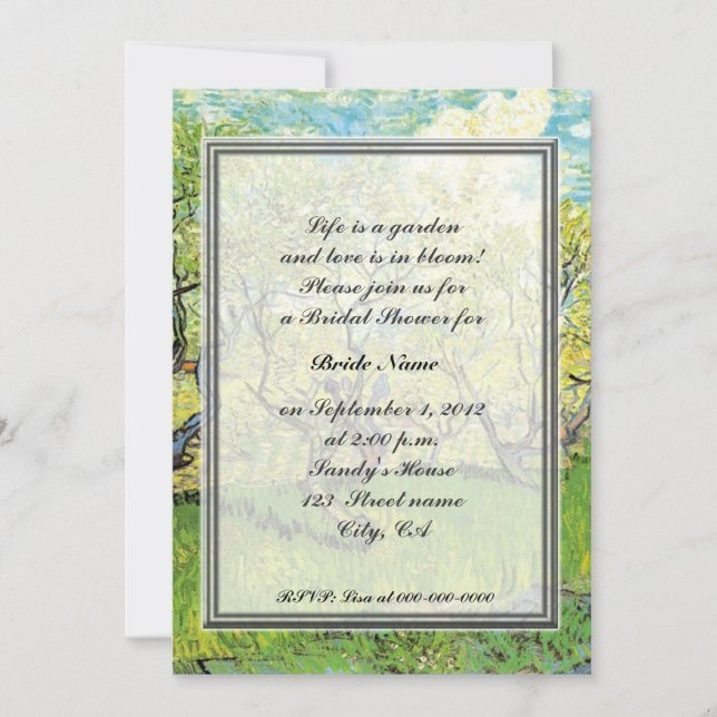 bridal shower, van Gogh, orchard in Blossom Invitation (Front)