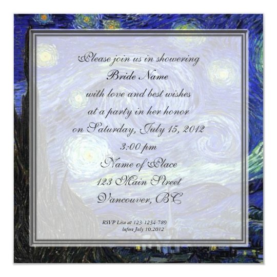 Bridal Shower,Vincent van Gogh, Starry Night Invitation