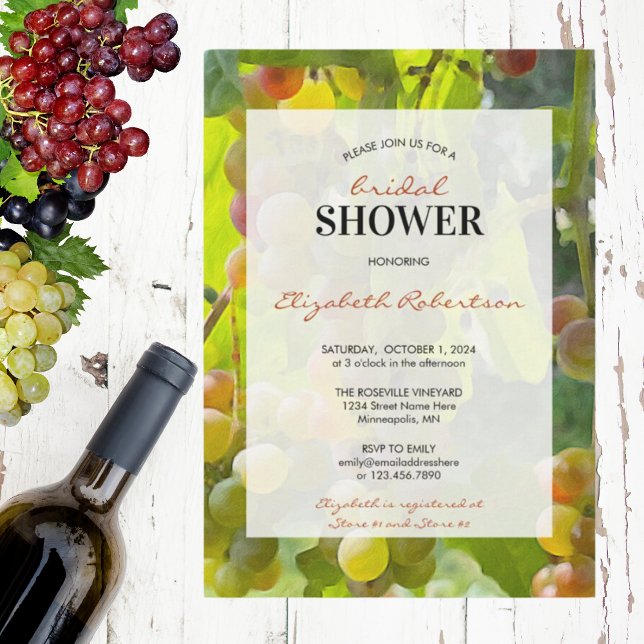 Bridal Shower Vineyard Wine Grapes themed  Invitation (Creator Uploaded)
