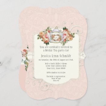 Bridal Shower Vintage Elegant Floral Rose Shaped Invitation by LuxuryWeddings at Zazzle