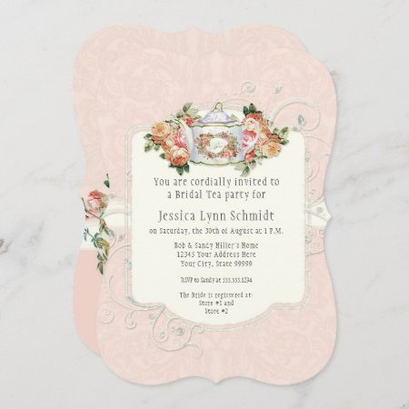 Bridal Shower Vintage Elegant Floral Rose Shaped Invitation
