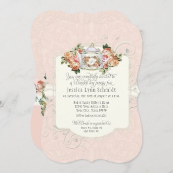 Bridal Shower Vintage Elegant Rose Floral Shaped Invitation by LuxuryWeddings at Zazzle