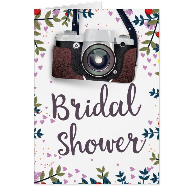 Bridal Shower Vintage flowers and classic camera (Front)