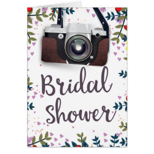 Bridal Shower Vintage flowers and classic camera Cards