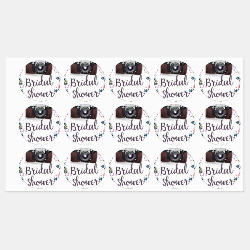 Bridal Shower Vintage flowers and classic camera Labels