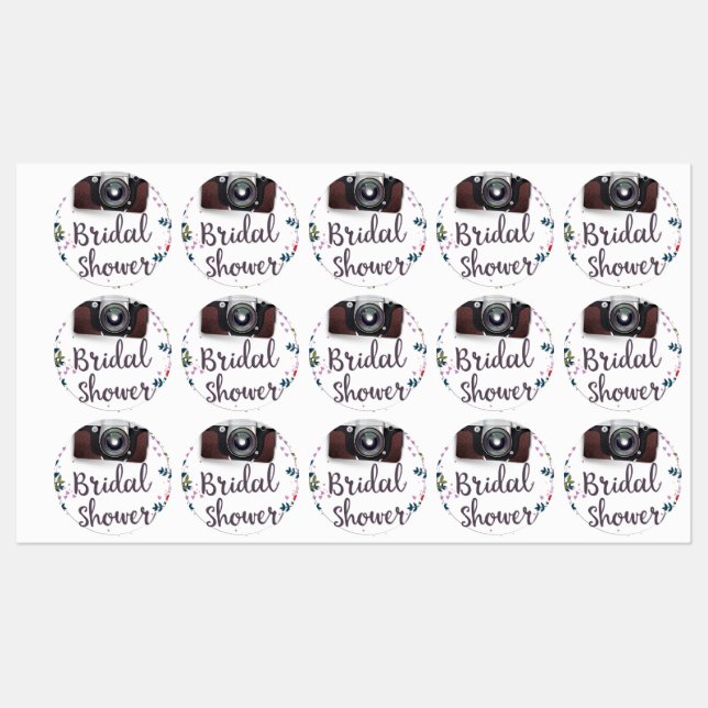 Bridal Shower Vintage flowers and classic camera Labels (Sheet)
