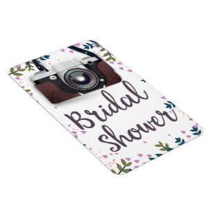 Bridal Shower Vintage flowers and classic camera Magnet