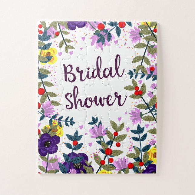 Bridal Shower Vintage Flowers Jigsaw Puzzle (Vertical)