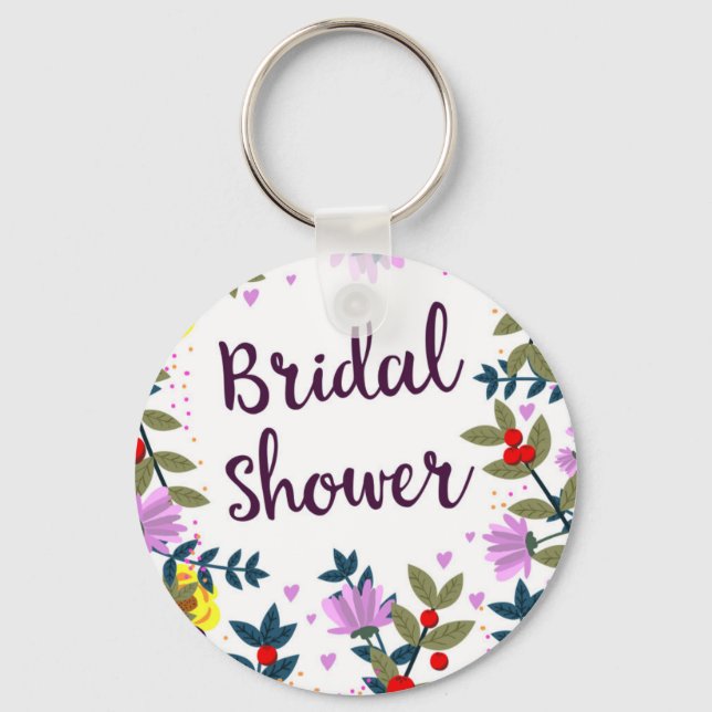 Bridal Shower Vintage Flowers Keychain (Front)