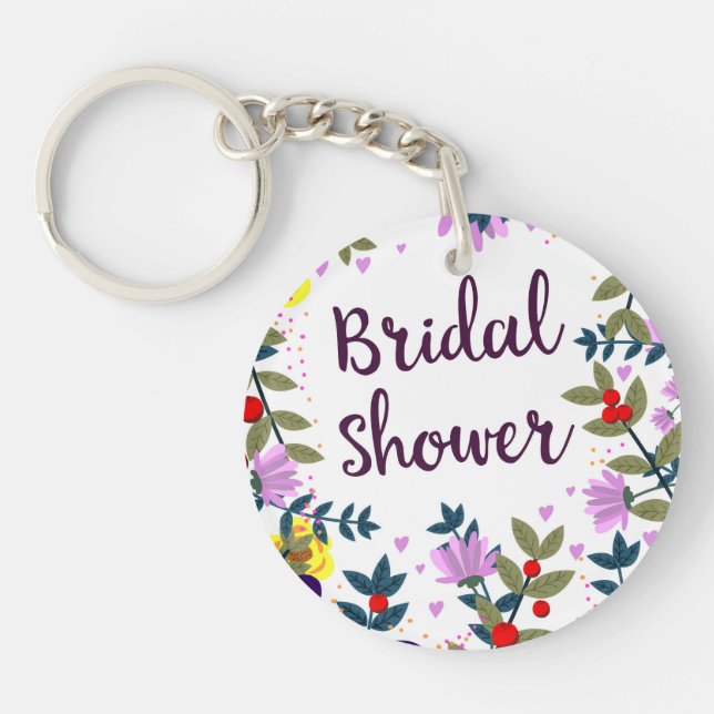 Bridal Shower Vintage Flowers Keychain (Front)