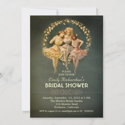 bridal shower vintage girls invitations