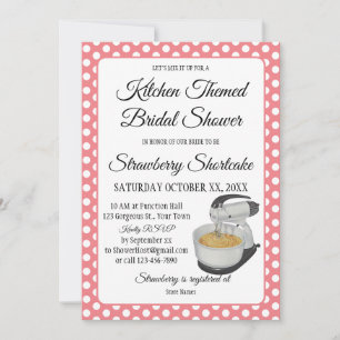 Bridal Shower Vintage Kitchen Polka Dots Bows Pink